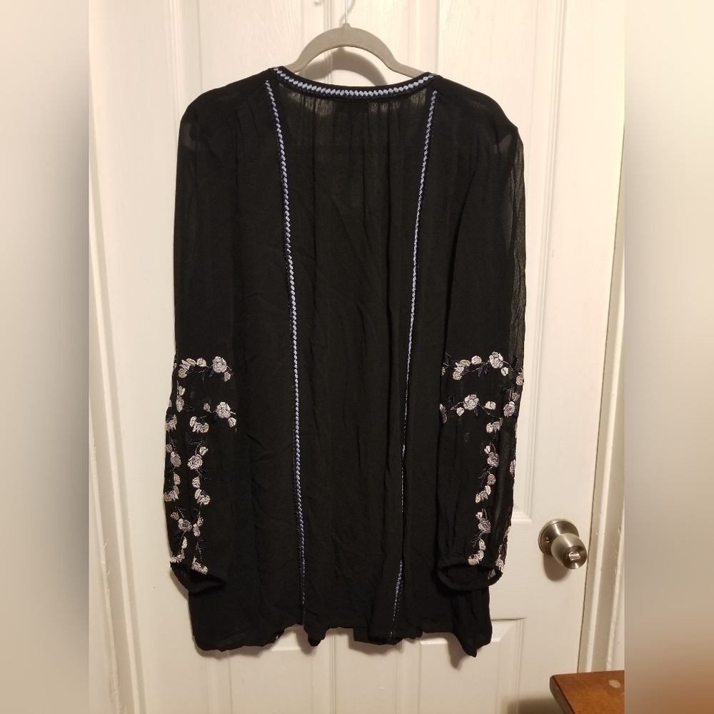 NWT Tolani Embroidered Dress Womens Large Black Lined Reched Sleeves - Picture 11 of 11